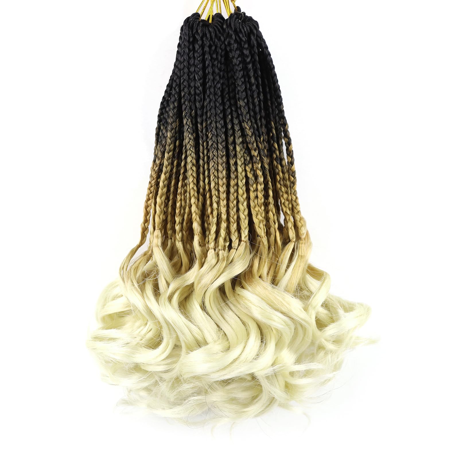 French Curl Crochet Braids for Black Women 10 Inch French Curl Braiding Hair Pre Looped Crochet Hair Extensions Box Braids Crochet Hair Short Crochet Braids Curly Ends French Curls Braids(1B/27/613)