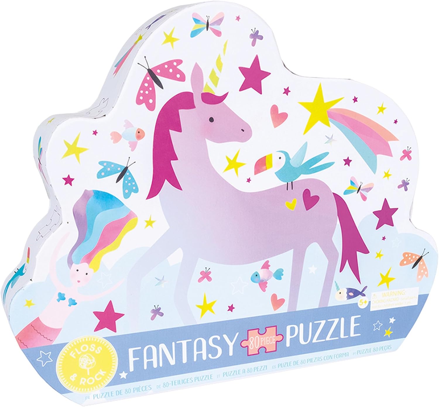 Fantasy Butterfly Shaped Unicorn Pink 20 x 14 Paperboard 80 Piece Jigsaw Puzzle