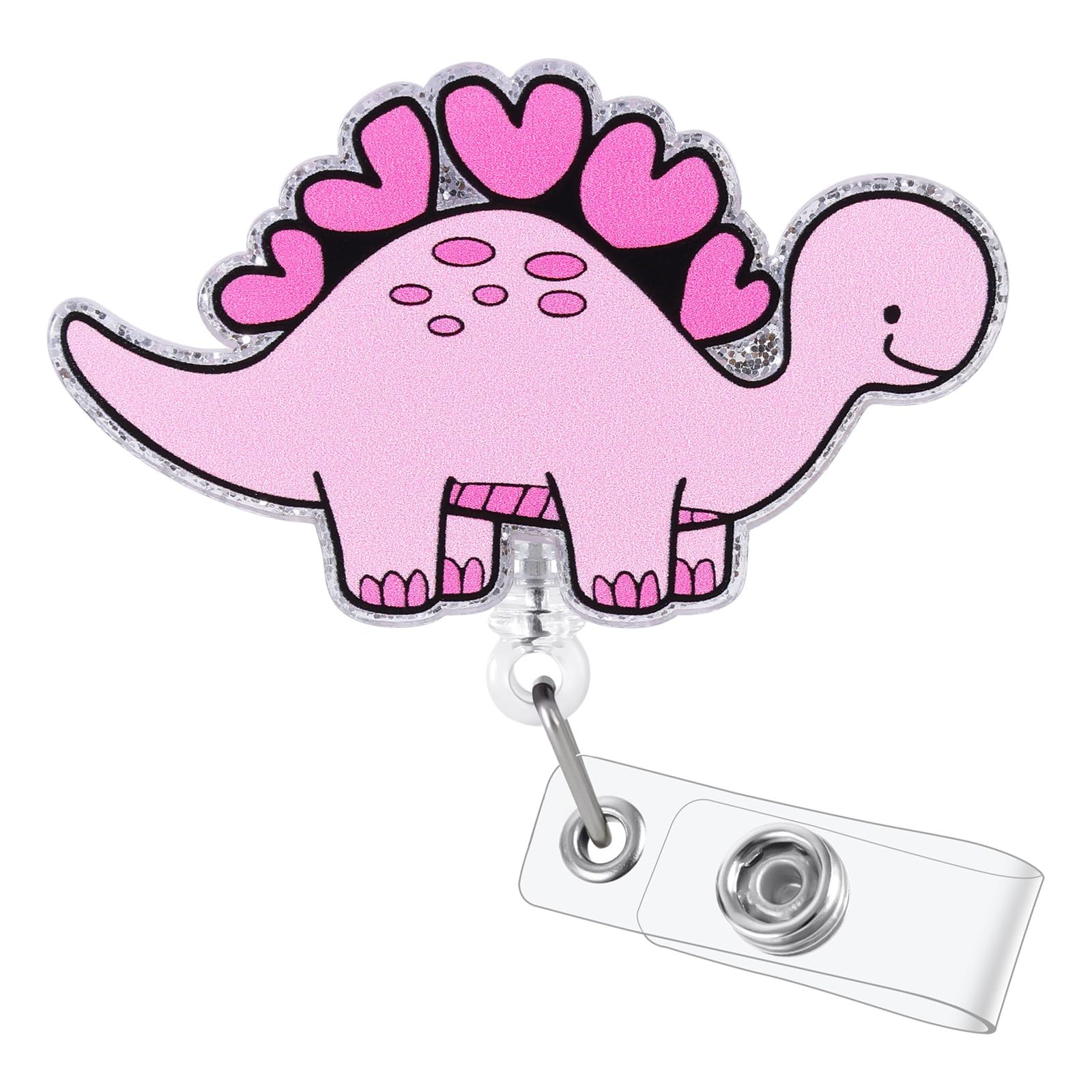 Pink Dinosaur Badge Reel, Cute Nursing Badge Reel, Retractable ID Badge Holder Clip, Nurse Badge Reels, Nursing Student Name Badge Holders, RN CNA MA