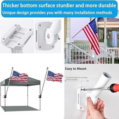 Miniatura 3 de Soporte para poste de bandera sin taladrar para barandilla, soporte de poste de bandera para porche y riel de cerca, balcón de apartamento,