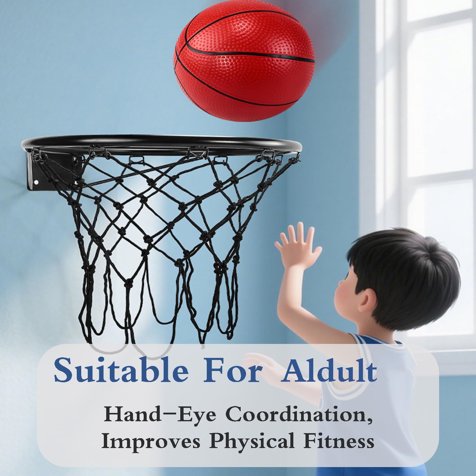 Canasta De Baloncesto De Pared,Canasta Baloncesto Interior,Tablero De Baloncesto para Colgar En Pared,Kit De Montaje Incluido,AntióXido,para Interior Y Exterior