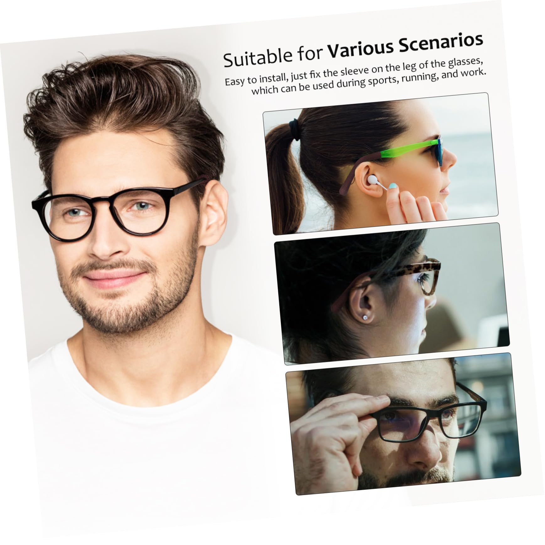 Ciieeo 5 Ensembles Couvre Bras Antidérapants Pour Lunettes De Protège Brins Accessoire Pour Fixation De Lunettes 3 Paires*5
