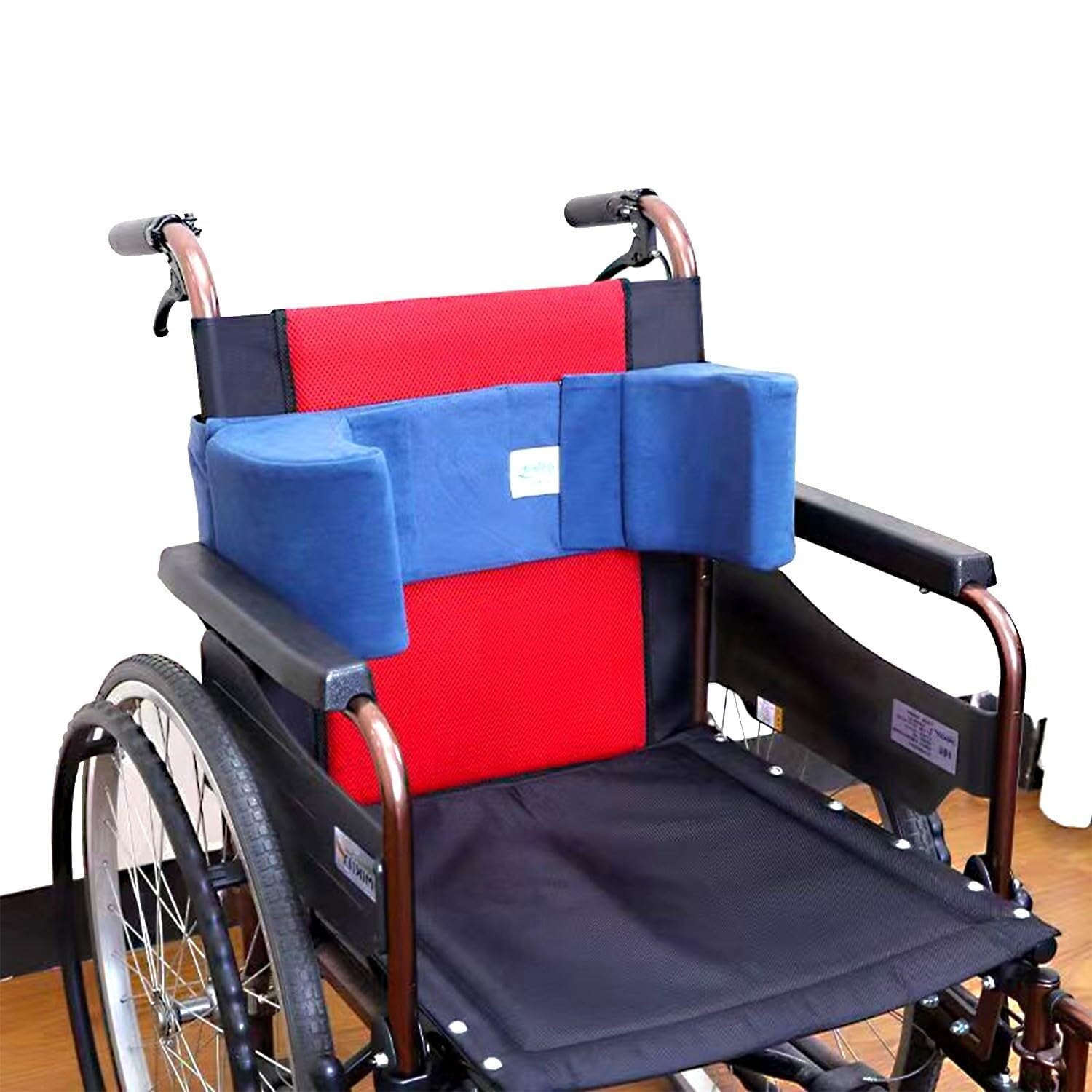 Cojín para silla de ruedas con soporte de espalda integrado y protectores laterales, cojín de apoyo lumbar para ciática, cojín de asiento antideslizante para silla de ruedas y cama (silla de ruedas no
