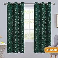 Vista 219 de BGment Room Darkening Curtains 95 Inches Long, Grommet Thermal Insulated Blackout Curtains with Wave Line and Dots Printed for Bedroom, 2 Panels