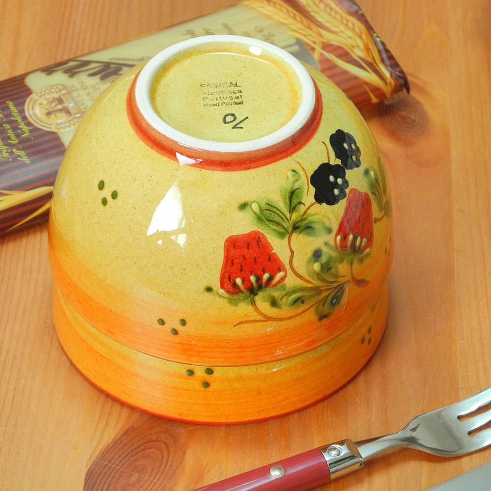 Amazon.co.jp: ポルトガル製 陶器 カフェオレボウル ストロベリー柄