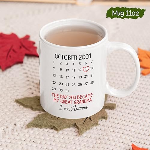 Miniatura 5 de Taza con texto en inglés "The Day You Became My Great GrandGrandma (El día que se convirtió en mi gran abuela"), regalo personalizado para abuela