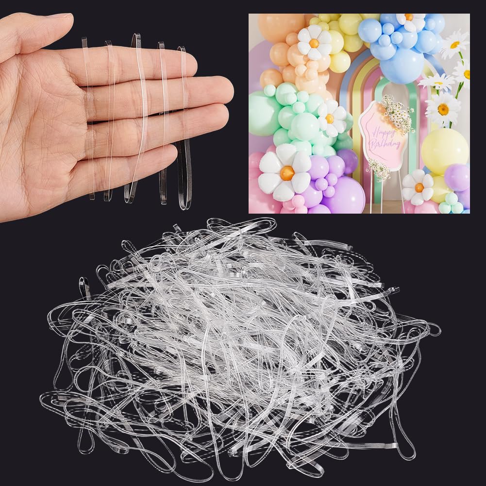 CREATCABIN 200Pcs 3.15 Inch Clear Rubber Bands for Balloon Arch Large