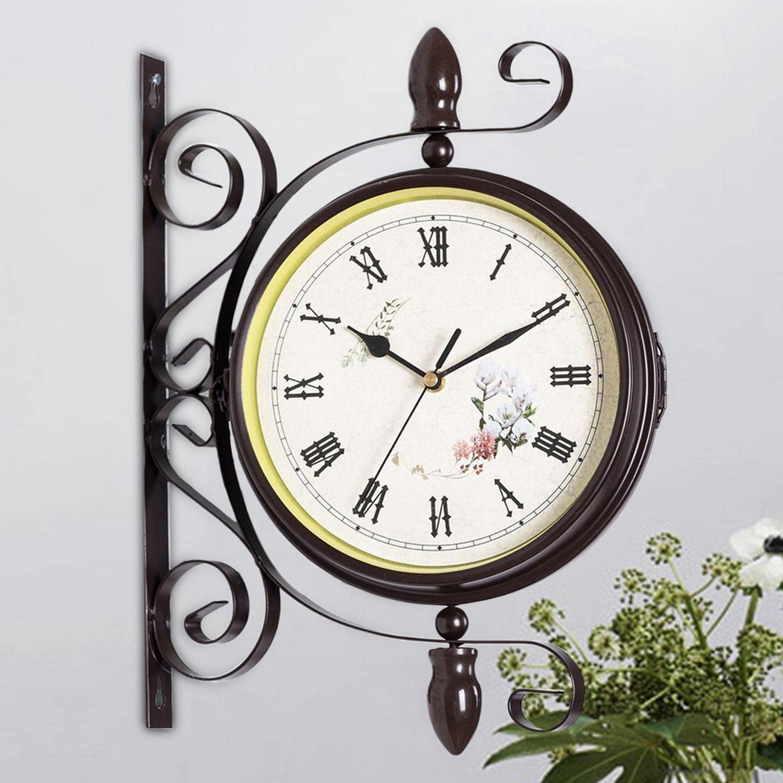 LOVIVER Reloj de Pared de Doble Cara de Estilo Retro, Relojes de Montaje en Pared batería silenciosos para Sala de Estar, hogar, Interior,
