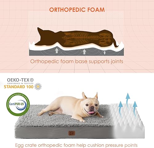 Miniatura 4 de EHEYCIGA Camas lavables para perros grandes, cama grande para perros con funda extraíble para jaula, cama ortopédica de espuma para mascotas,