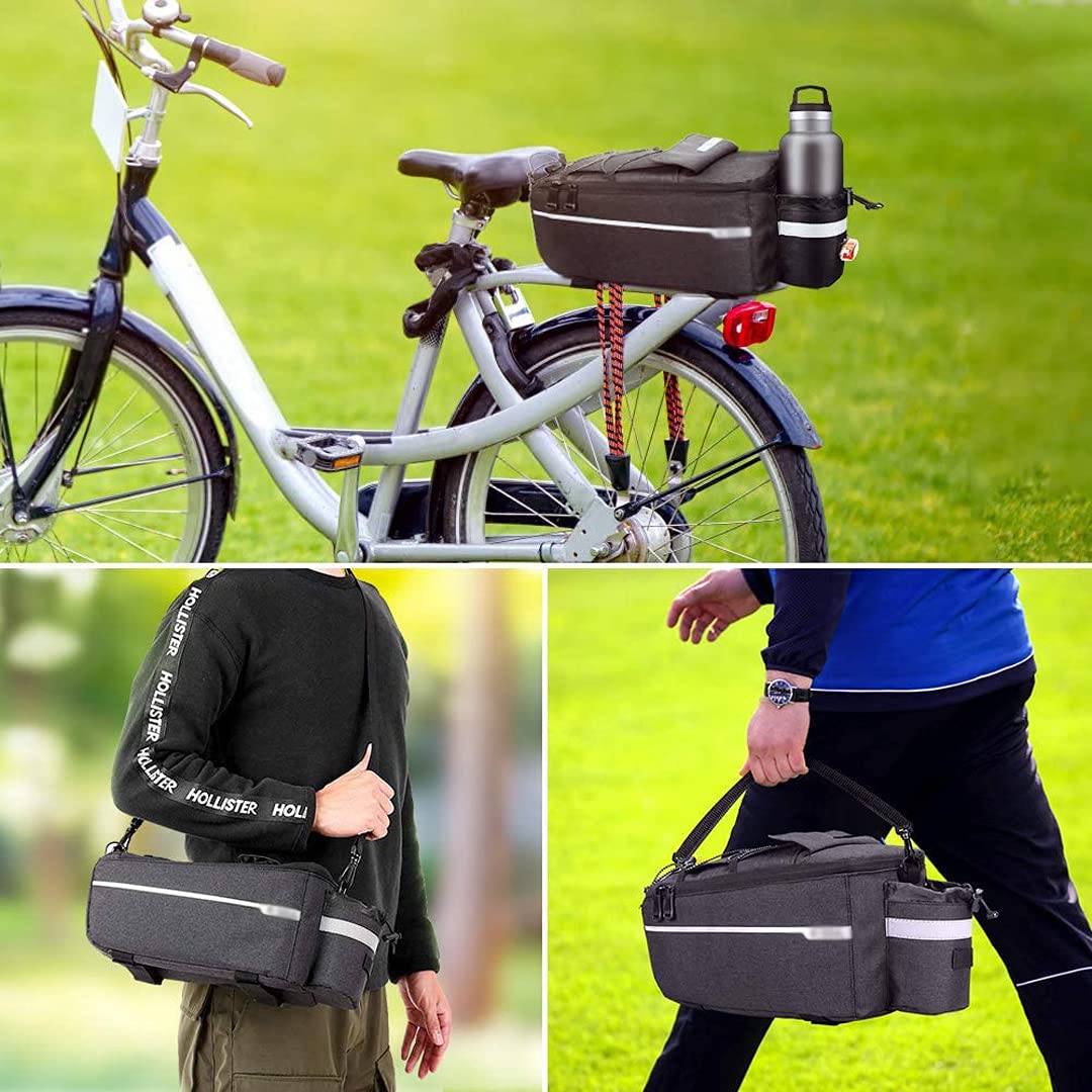 Bolsa para cuadro bicicleta, alforja para bicicleta de 10L Bolsa trasera impermeable para bicicleta Bolsa para transporte de equipaje para bicicleta Bolsa de almacenamiento con correa para el hombro