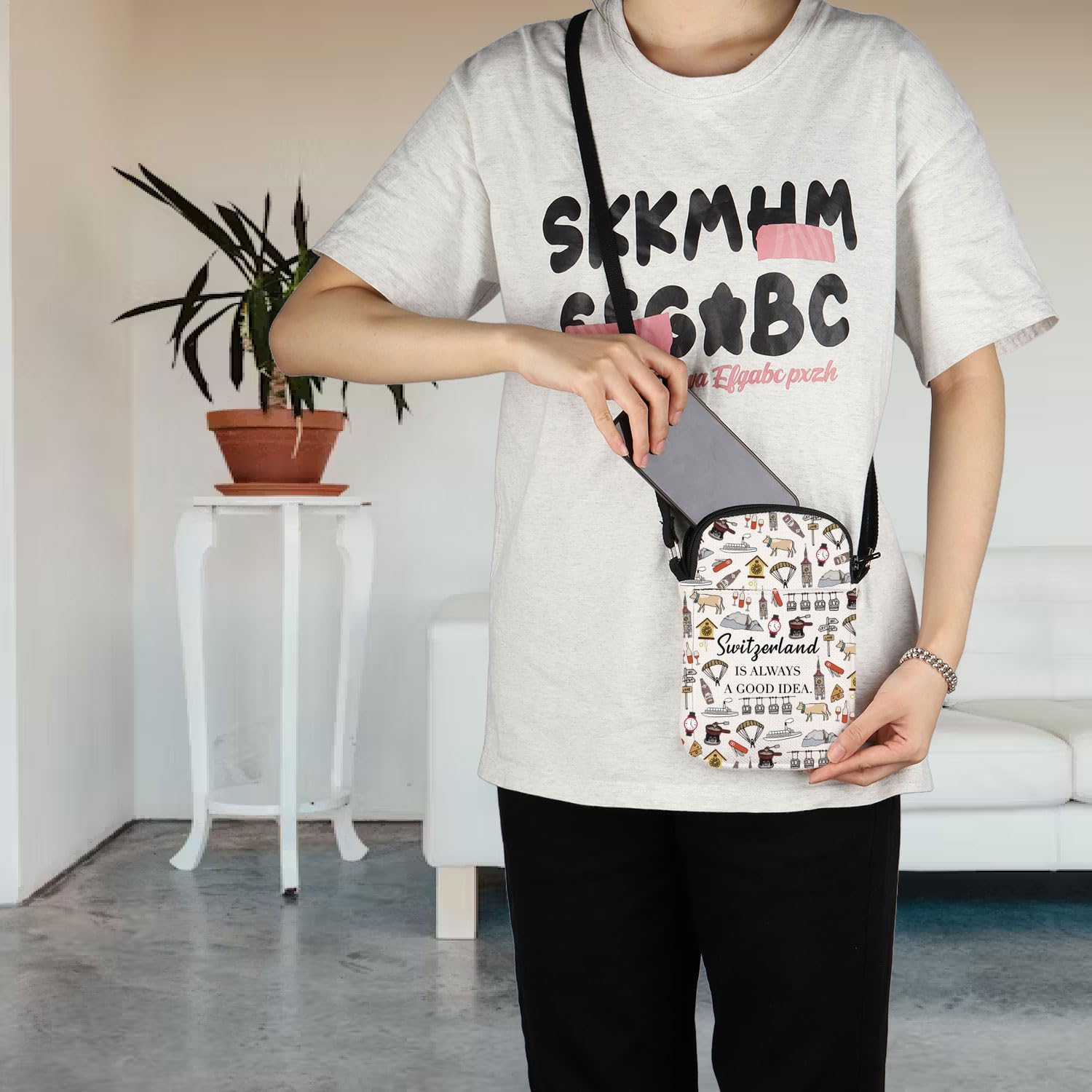 POFULL Swiss Mountains Gift Switzerland Is Always A Good Idea Crossbody Bag Europe Trip Gift - Image 6