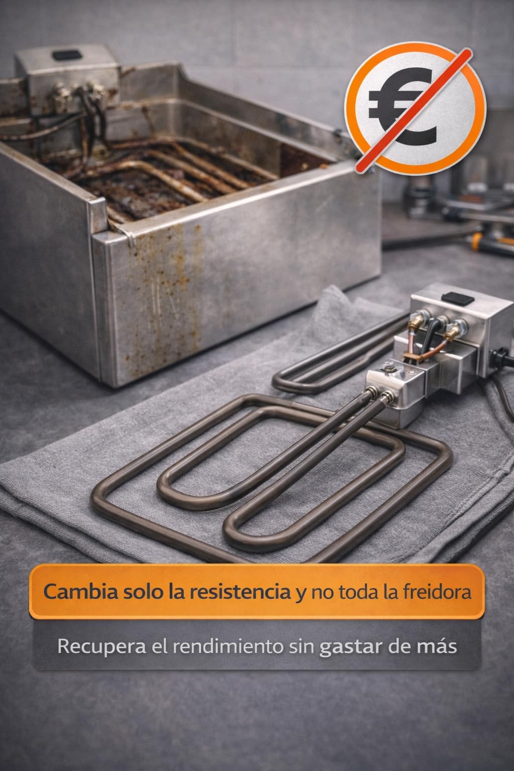 RO Linea Blanca ® Resistencia Freidora 3200W 230V Con Caja Conexion Tipo Enchufe Repuesto Inmersion Compatible con Jemi J6 N10 Serie 600 Medidas 355x195mm Tubo 8mm Calentamiento Rapido Hosteleria