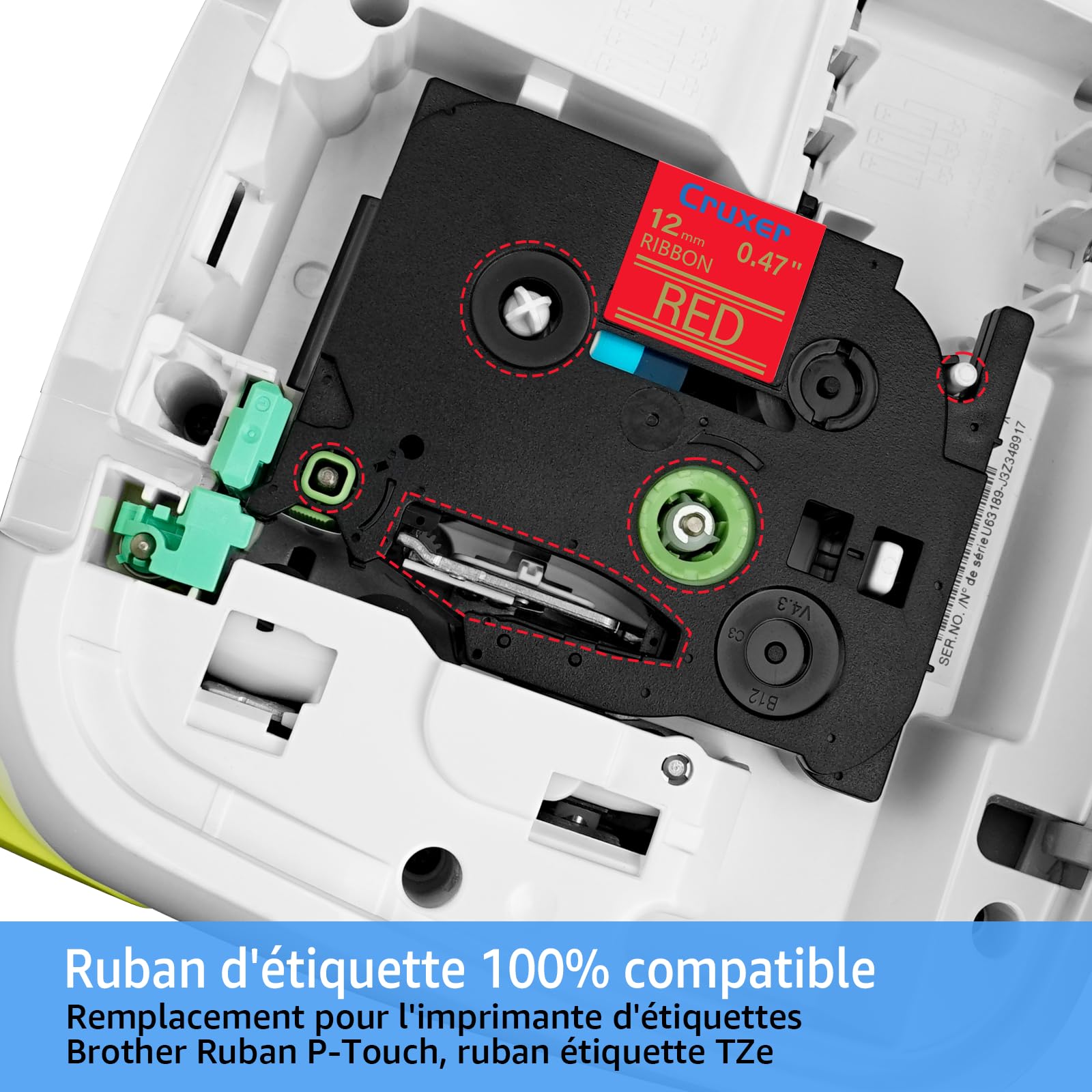 Cruxer Lot de 40 TZE-RW34 Compatibles avec P-Touch Doré sur Rouge 12 mm