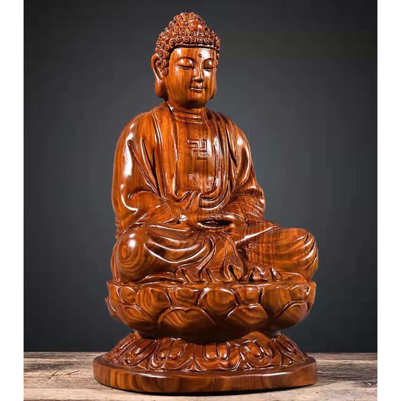 Amazon｜仏像 釈迦如来座像 如来 お釈迦様 蓮台 高級天然黒檀