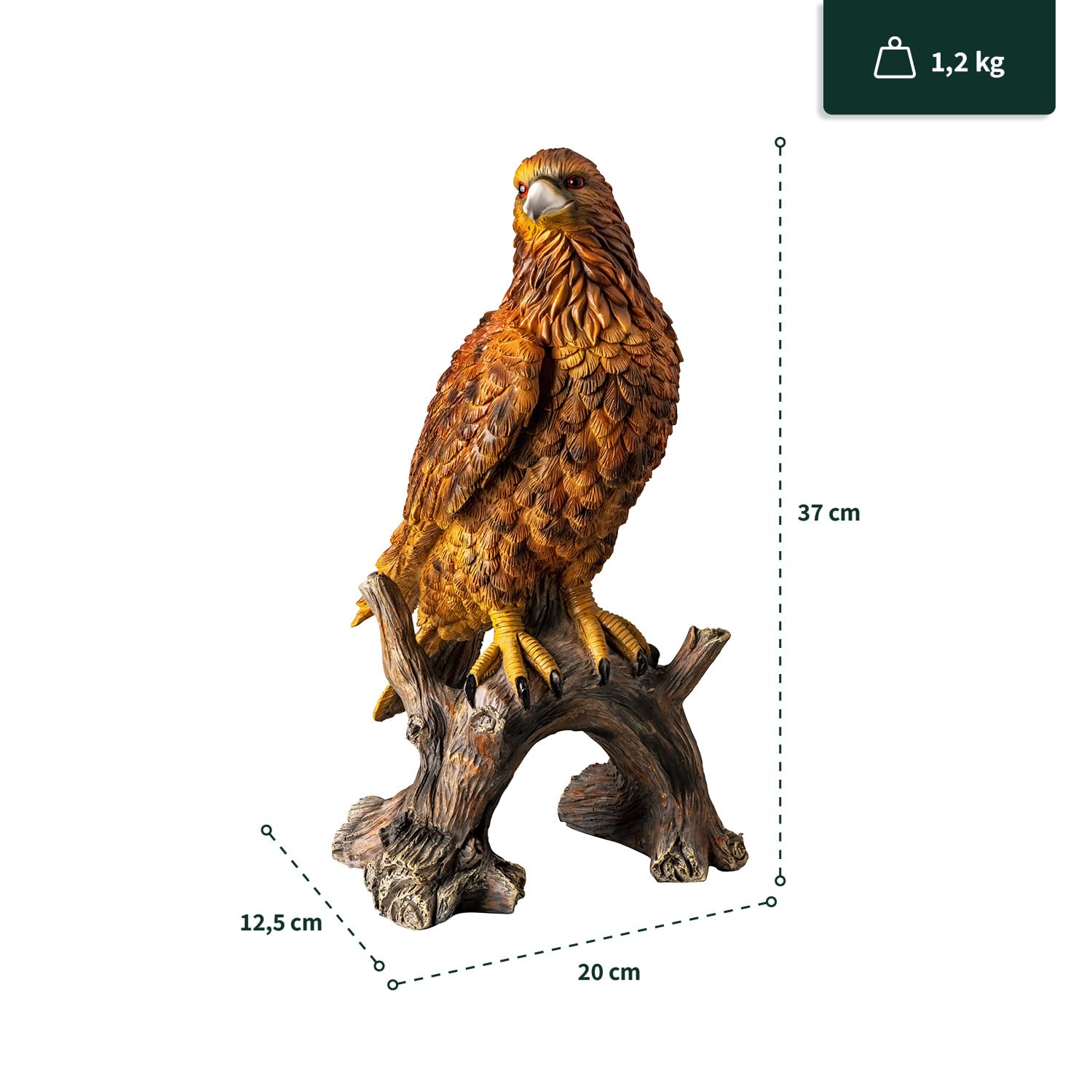 VERDOBA - Figura de águila de poliresina, grande - Estatua de águila de resina, resistente a las heladas y tamaño real - Figuras de jardín para exterior XXL - Figura decorativa de jardín grande
