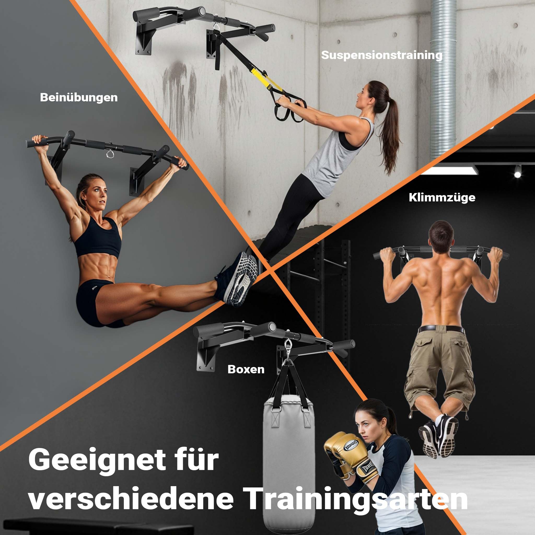 Klimmzugstange zur Wandmontage bis 200 kg, Klimmzug Stange aus Stahl mit gepolsterten Griffen, Fitness Zubehör Pull Up Bar für Training zu Hause, Trainingsstange für verschiedene Sportübungen
