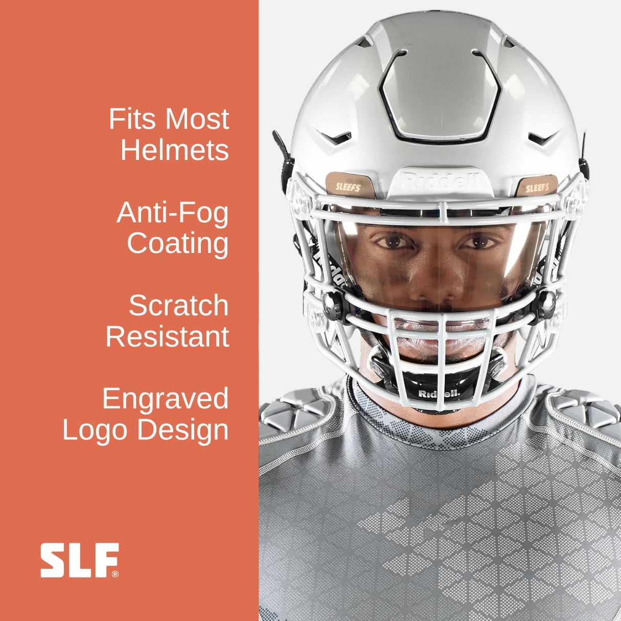 SLEEFS Football Visors for Helmet - Clear Color Tinted Professional Football Visor - Face & Eye Shield - Fits Youth & Adult Helmets