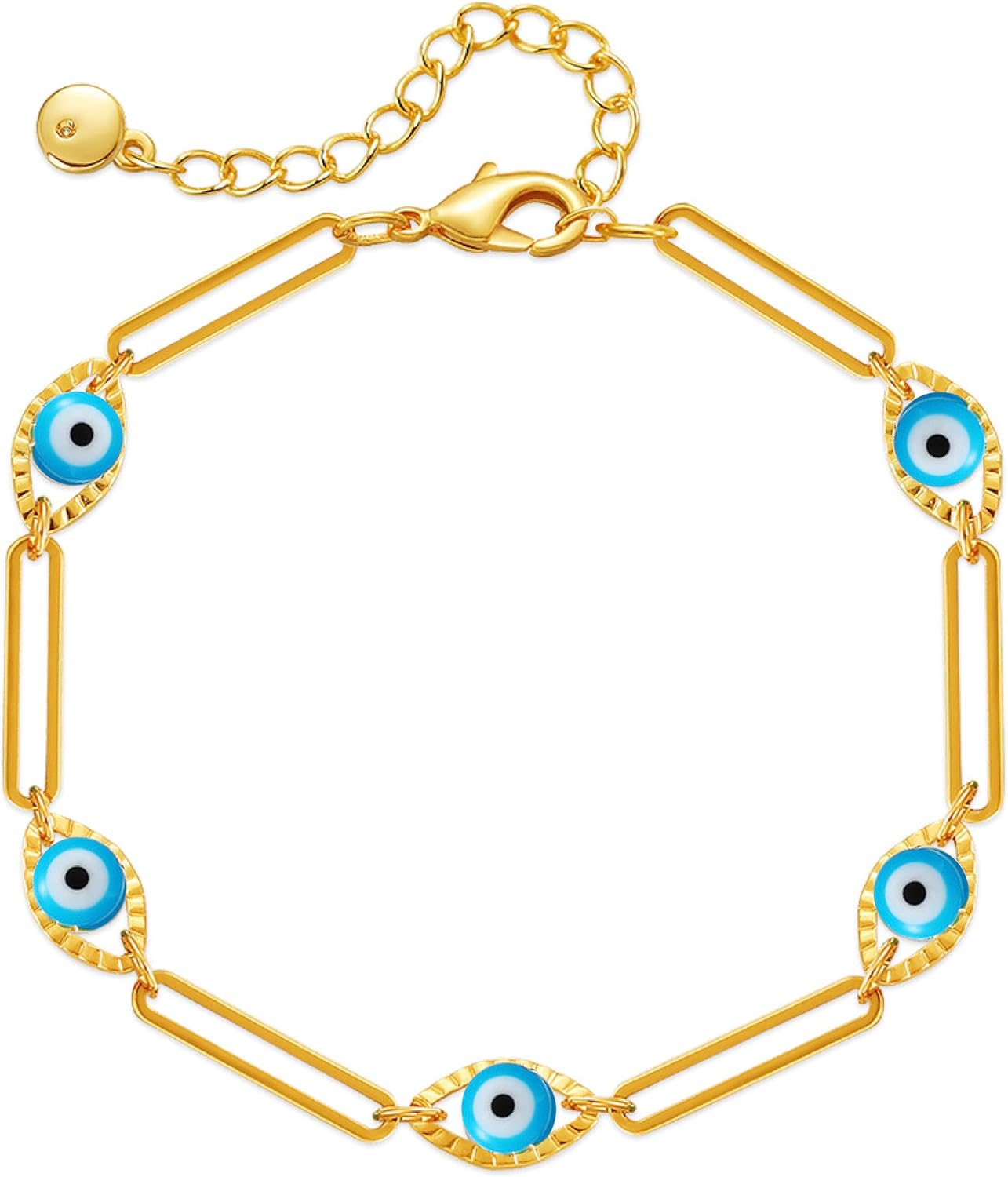 Lucky Evil Eye Bracelet for Women Family Lucky Charm Blue Red White Clear CZ Cubic Zirconia Spiritual Bracelet Birthday Anniversary