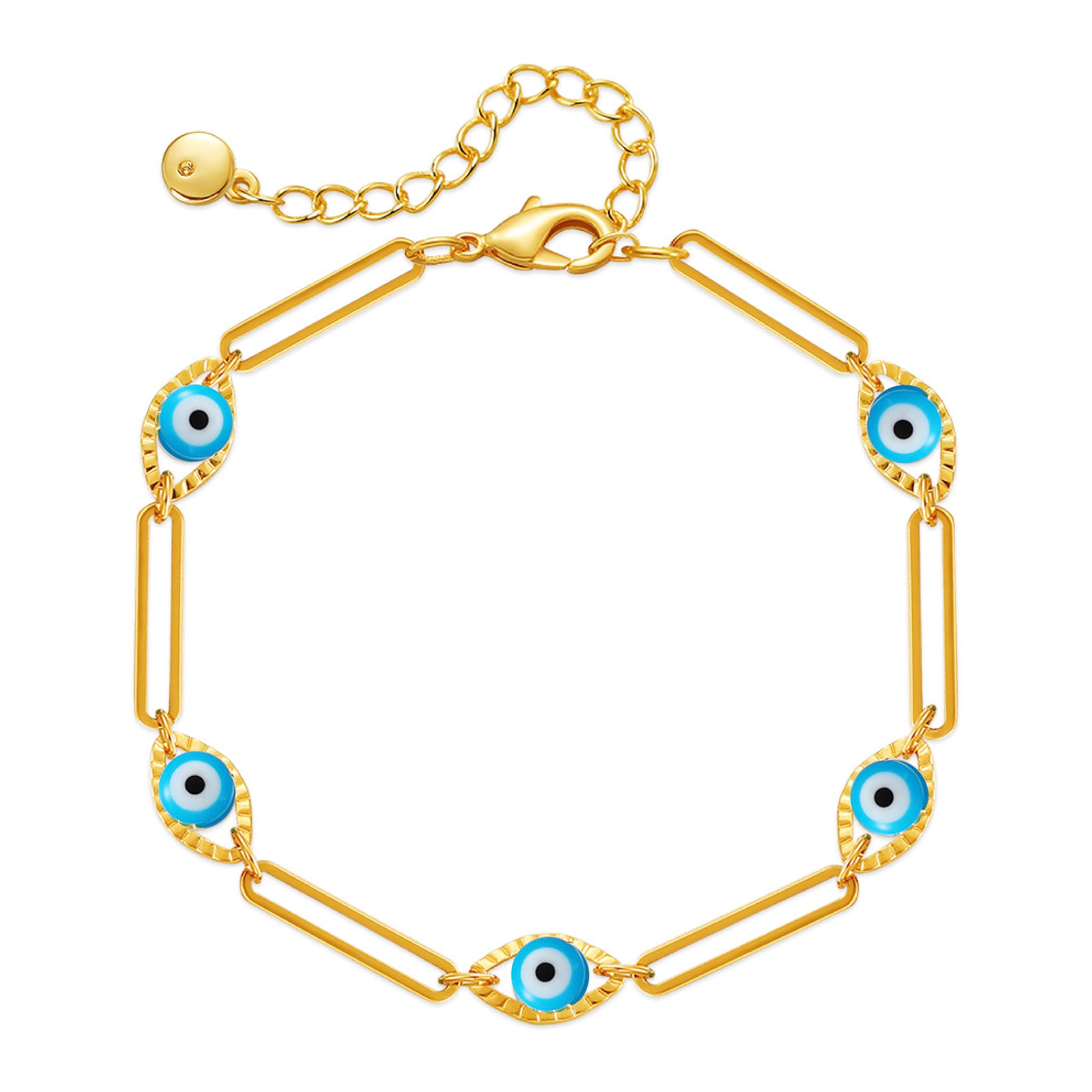 SBI Jewelry Lucky Evil Eye Bracelet for Women Family Lucky Charm Blue Red White Clear CZ Cubic Zirconia Spiritual Bracelet Birthday Anniversary