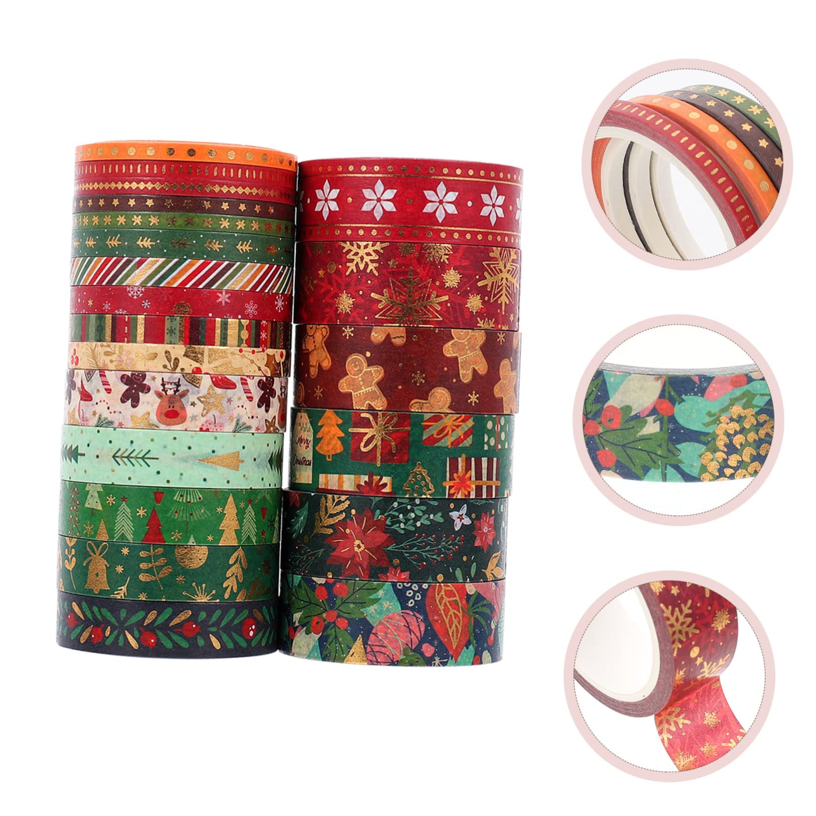 NUOBESTY 105rollen Weihnachts-washi-tape Dünne Dekorative Klebebänder Mit Goldenen Akzenten Für Scrapbooking Handarbeiten Planer Und Geschenksverpackungen Für Festliche Bastelprojekte