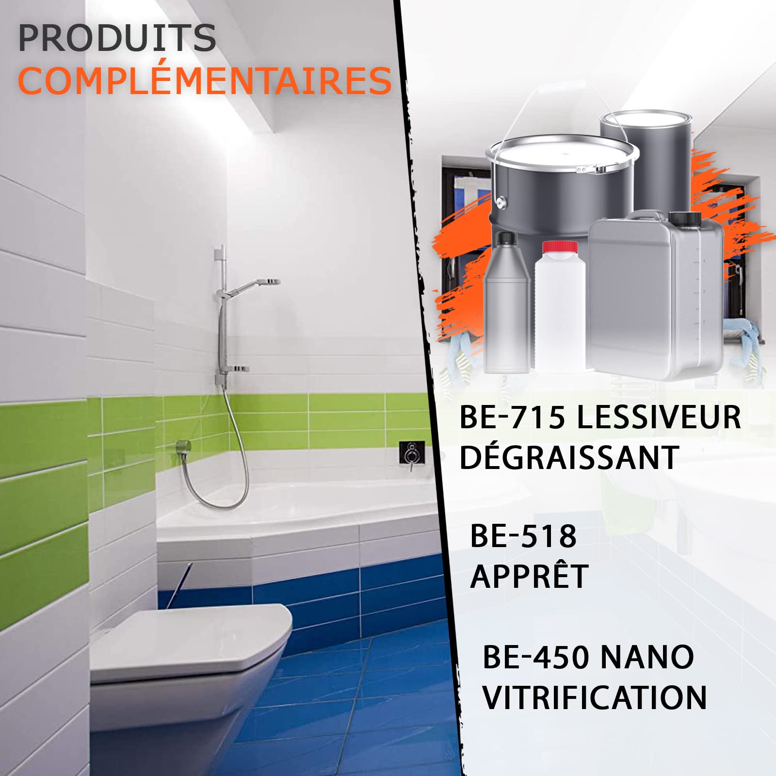 BEKATEQ BE-713 Peinture pour carrelage 2,5 L Gris anthracite brillant satiné I Vernis pour carrelage intérieur & extérieur I Haut pouvoir couvrant & bonne adhérence I Pour cuisine, salle de bain, cave