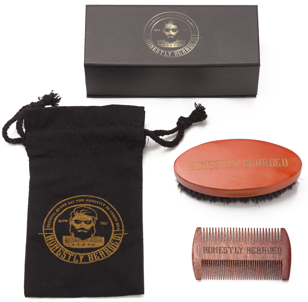 HONESTLY BEARDED Beard Comb and Brush Set for Men 100