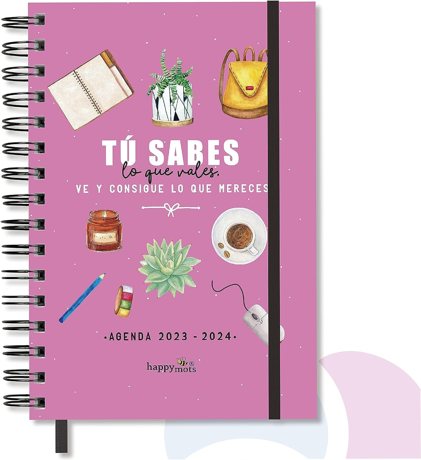 HappyMots Agenda escolar 2023 2024 - Agenda 2023 2024 semana vista - Agenda 2023 2024 español | Agenda semanal ilustraciones - Incluye planificador, calendario y stickers - Vuelta al cole