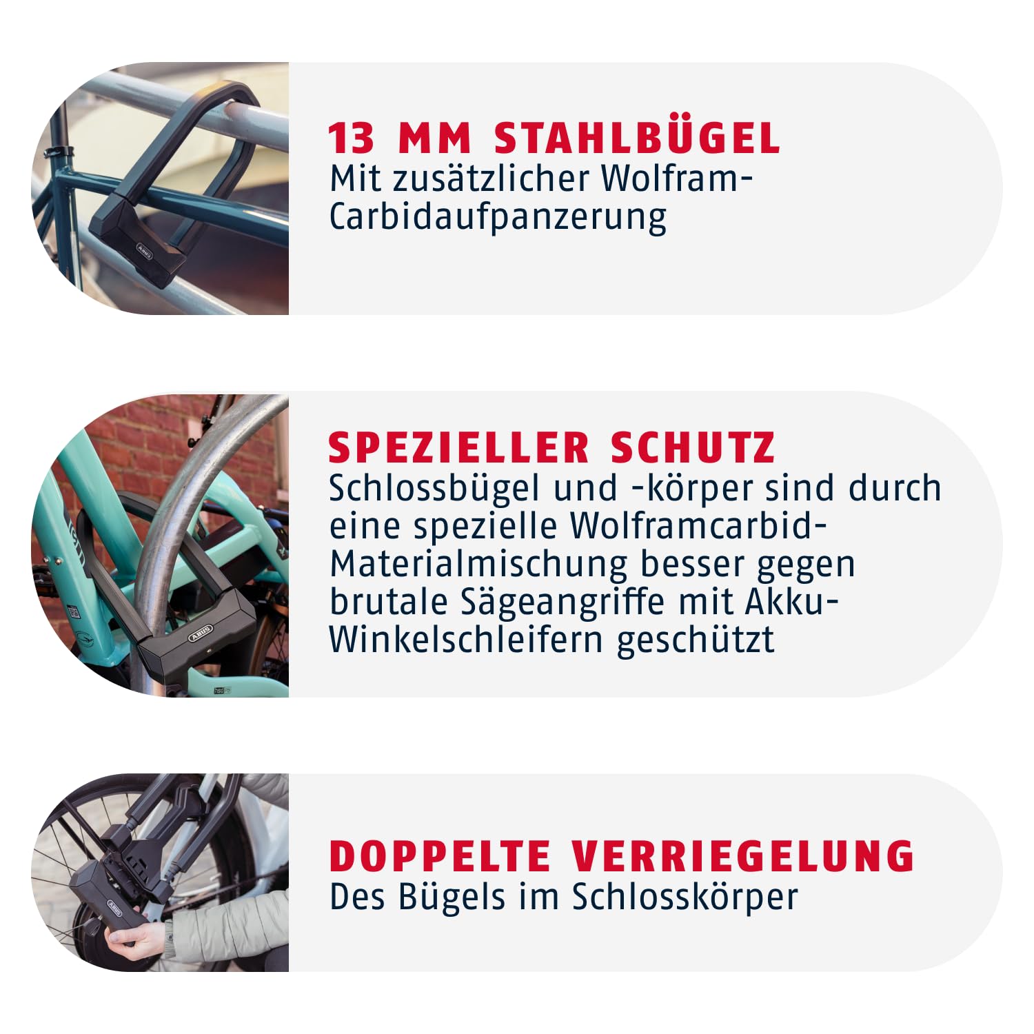 ABUS Bügelschloss Granit Super Extreme 2500/165HB230 - gegen Sägeangriffe mit Winkelschleifern spezialisiertes Fahrradschloss für Fahrrad und E-Bike - Sicherheitslevel 15