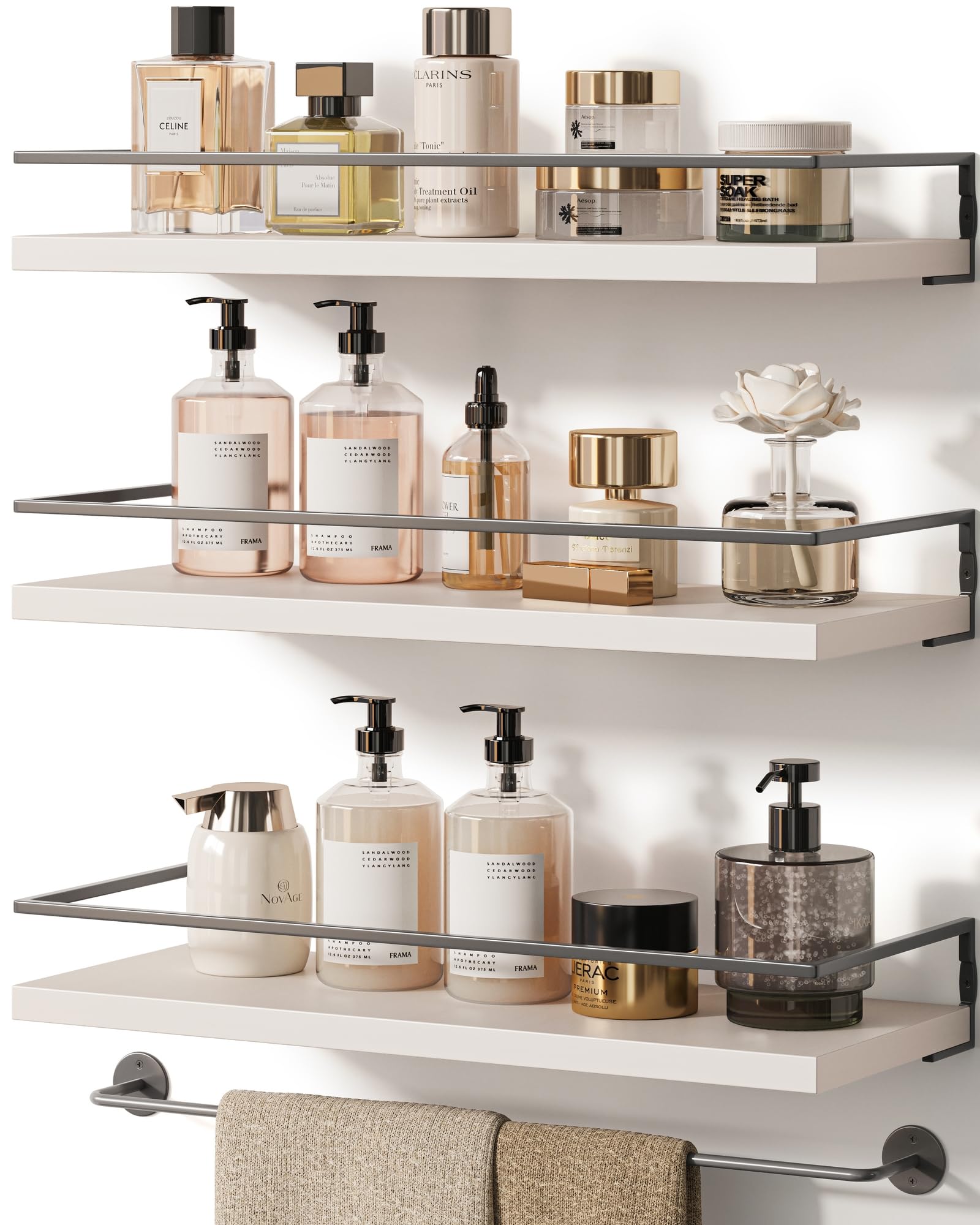 Photo 1 of Onlysky Floating Shelves Set of 3 (White Grey, 15.7 Inches)