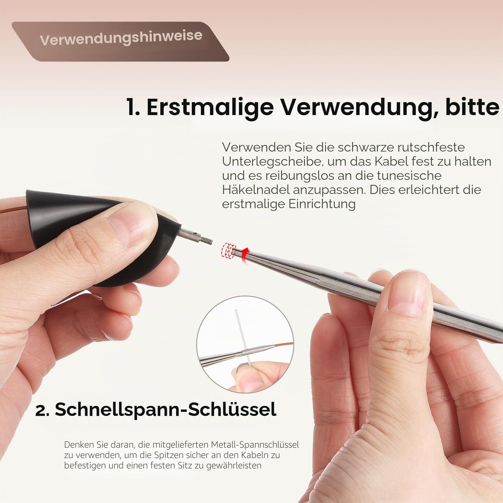 Tunesische Häkelnadeln Set mit Seil, Häkelnadeln Set Ergonomisch Metall Aluminium Tunesisch Häkeln Set, Afghanische Häkelnadel, Komplettset (3,0-10,0 mm mm) mit Zubehör