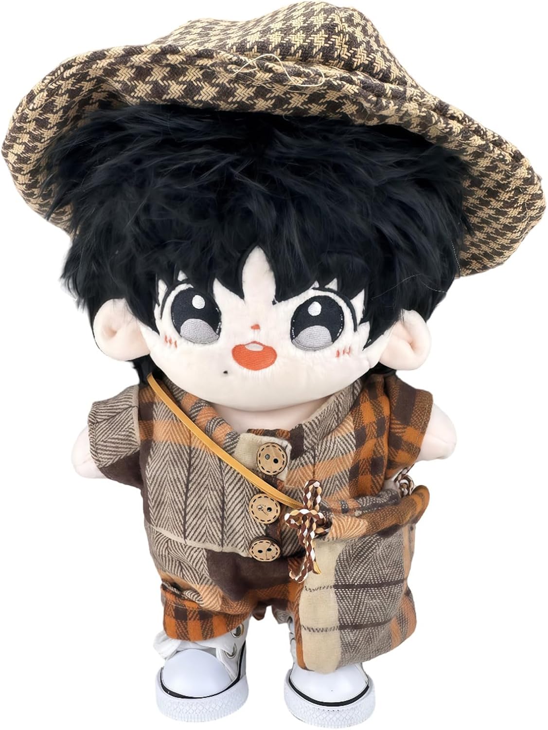 20cm Plush Doll Clothes Set - Fashion Jumpsuit Outfit with Hat, Sunglasses, Crossbody Bag & Shoes for 8 Inch Cotton Dolls, Cool Street Style Accessories