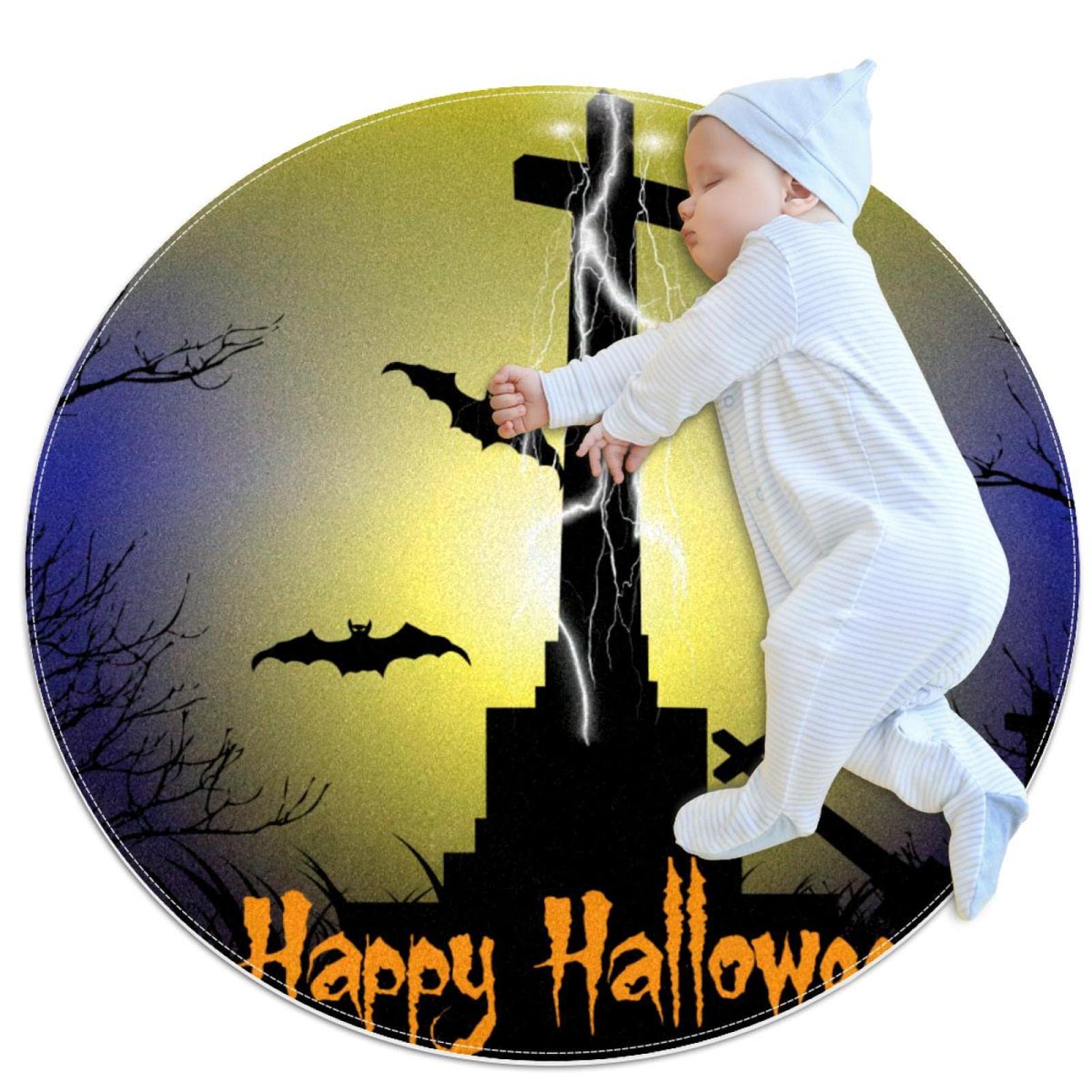 Tapis rond Halloween anti-froid pour chambre et salon propre