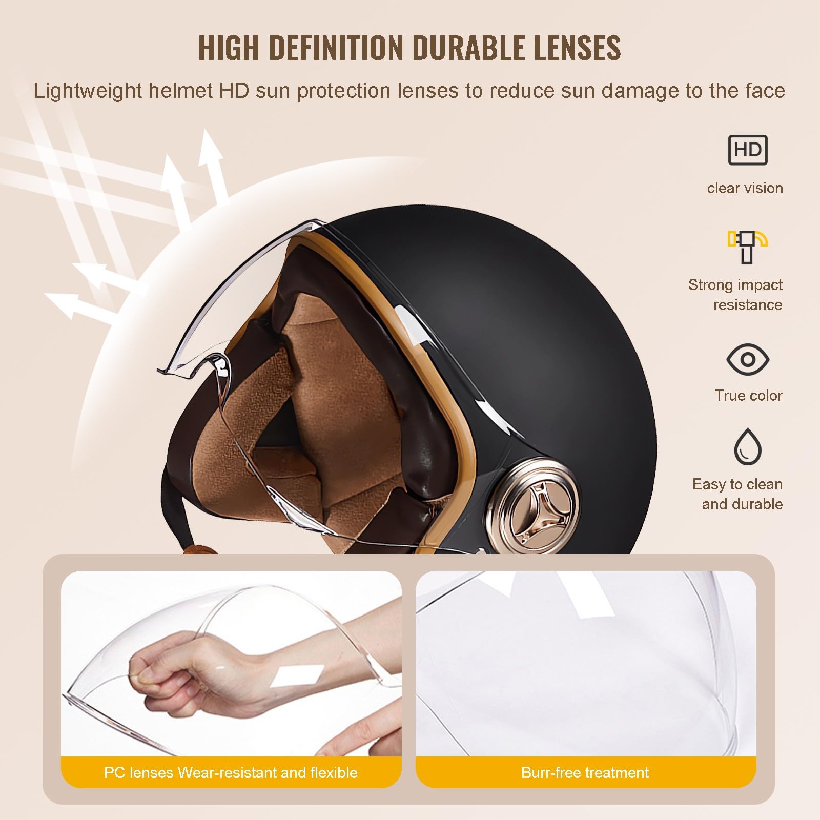Vespa 3/4 Halber Motorradhelm,Retro-Motorradhelm,ECE-Zugelassener Elektroroller-Kinder-3/4-Motorradhelm Für Vespa,ATV, Moped 5