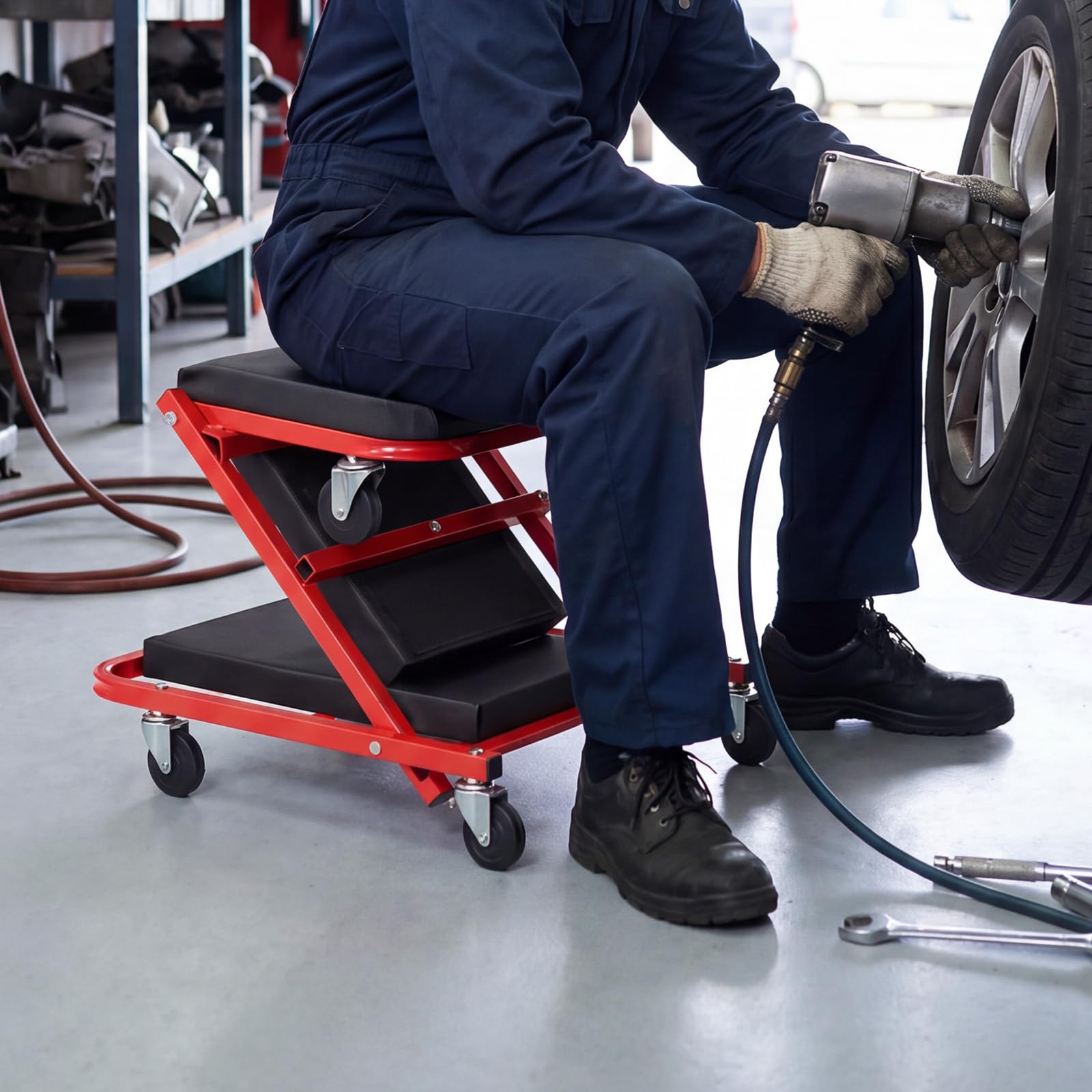 VEVOR Lettino Pieghevole sotto Auto Carico 204 kg con 6 Ruote Piroettanti, Sdraio da Meccanico Pieghevole 1010 mm Poggiatesta sotto Veicoli Riparazioni Auto da Officina Garage, Acciaio al Carbonio