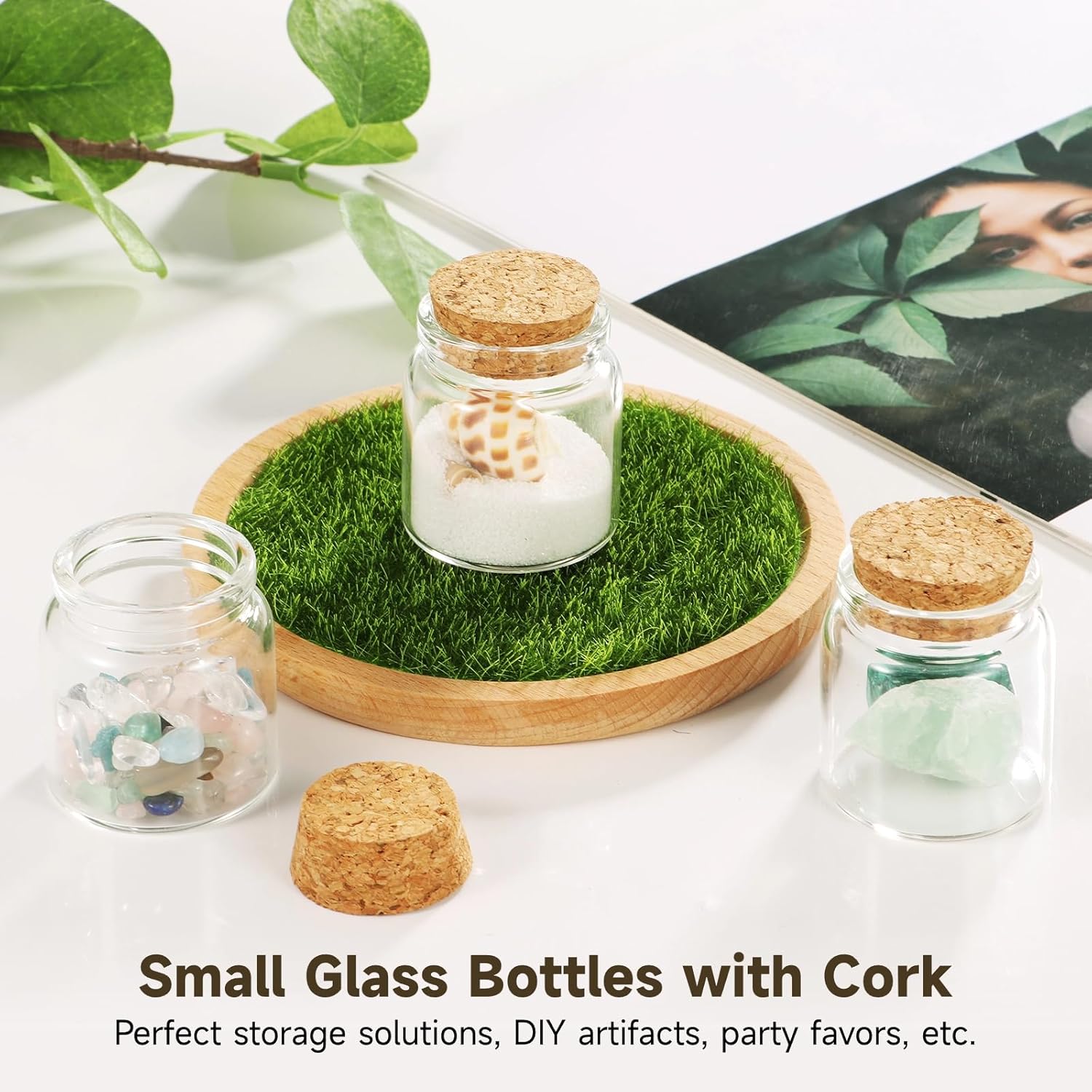 48 Pcs Mini Glass Bottles with Cork, 50ml Mini Candy Vials, Decorative Sand Bottles for Wedding
