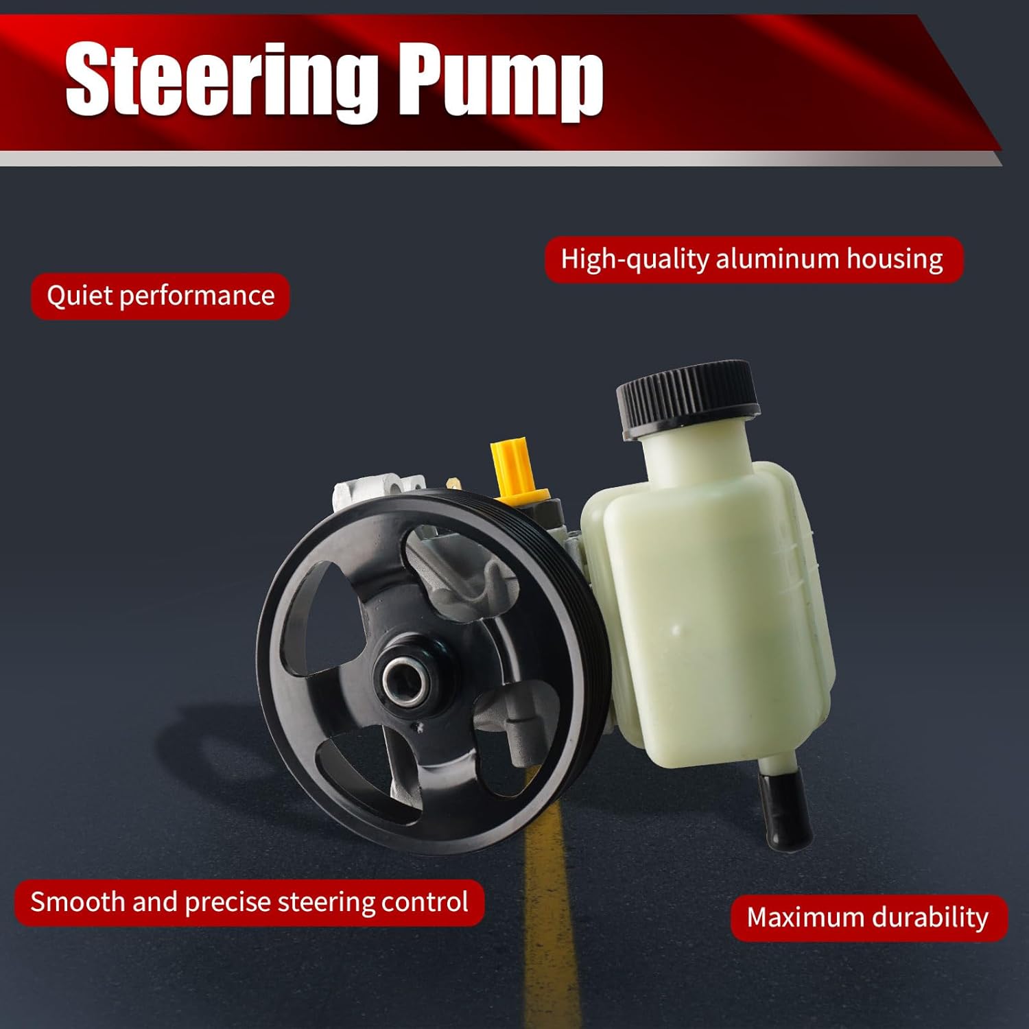 Power Steering Pump 6E5Z3A696AB with Pulley and Reservoir Compatible with Ford Fusion 2006-2009 Mercury Milan 2006-2009 2.3L L4 Replaces 21-5179 21-5179R 96-5179 721-0166 63190N