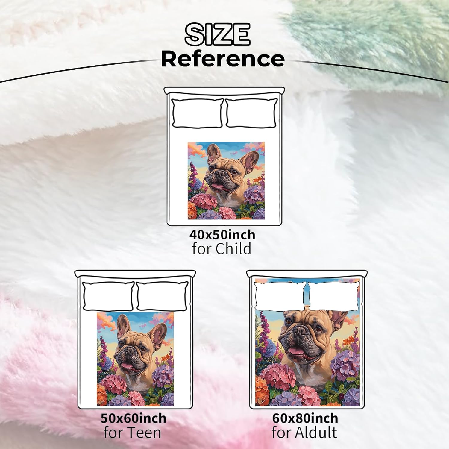 French Bulldog Blanket Garden Flannel Fleece Throw Blanket - Cozy & Soft Warm Plush for Couch, Bed, Travel - Lightweight, Outdoor-Ready Comfort 60x50 inch - Image 4