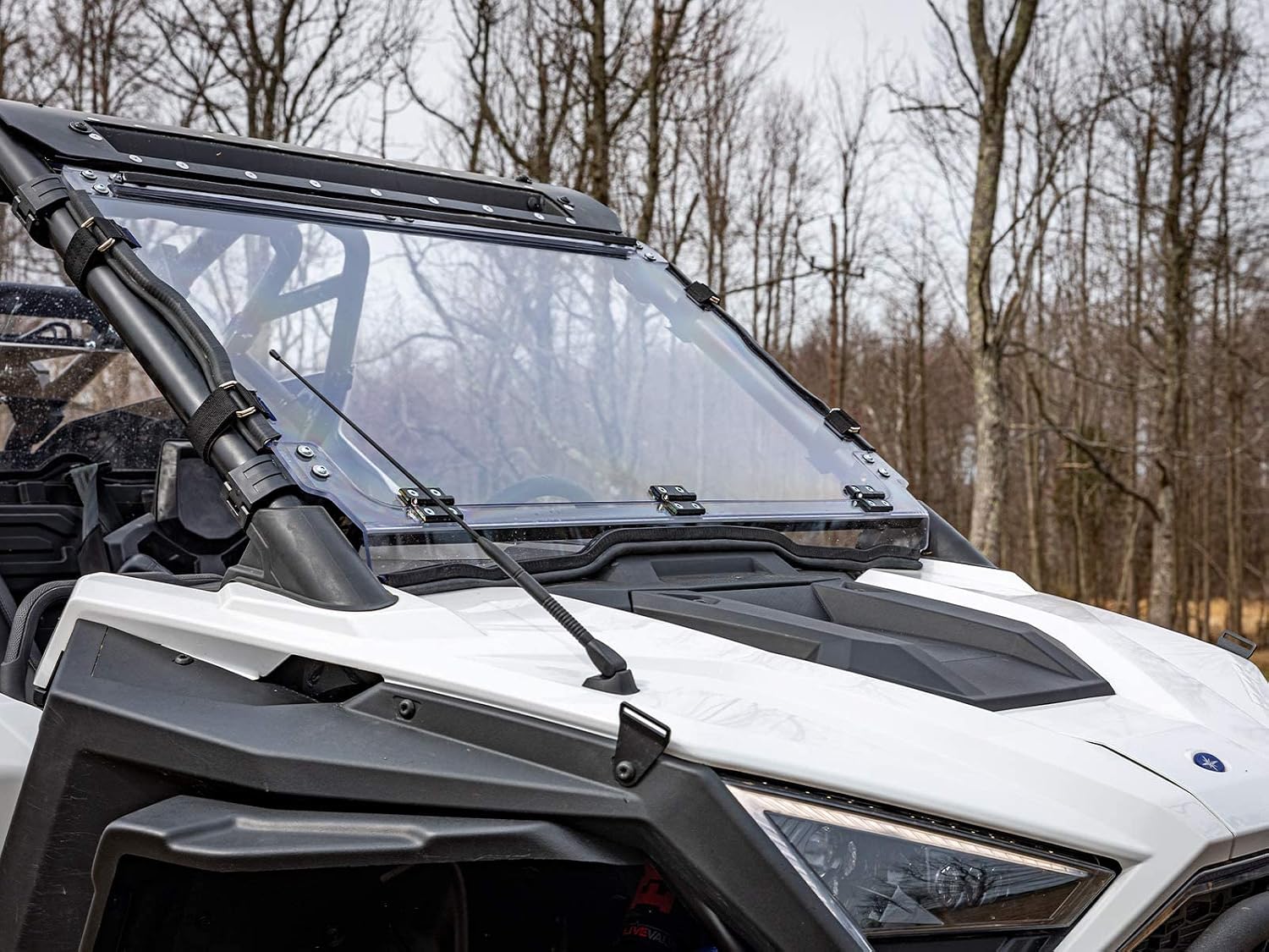 SuperATV Scratch Resistant Flip Down Windshield for 2020-2024 Polaris RZR PRO XP, PRO XP 4, Switch Between Full and Half RZR Windshield, Made of 1/4"Polycarbonate 250x Stronger Than Glass, USA Made