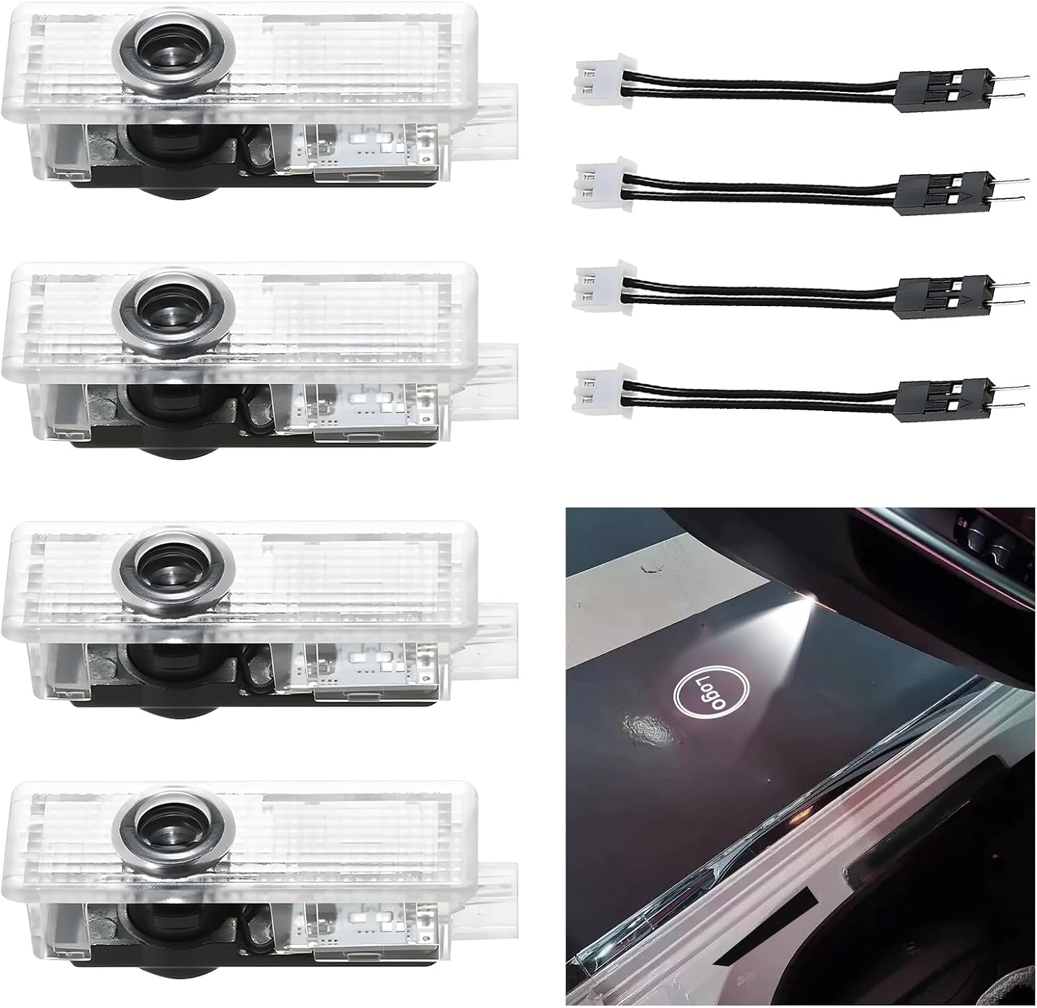 4 Pieces Car Door Lights Logo for Mini Cooper R55 R56 R57 R58 R59 R60 R61 F54 F55 F56 F57 Puddle Lights Logo Projector Courtesy LED Ghost Shadow Light Projector Lamps