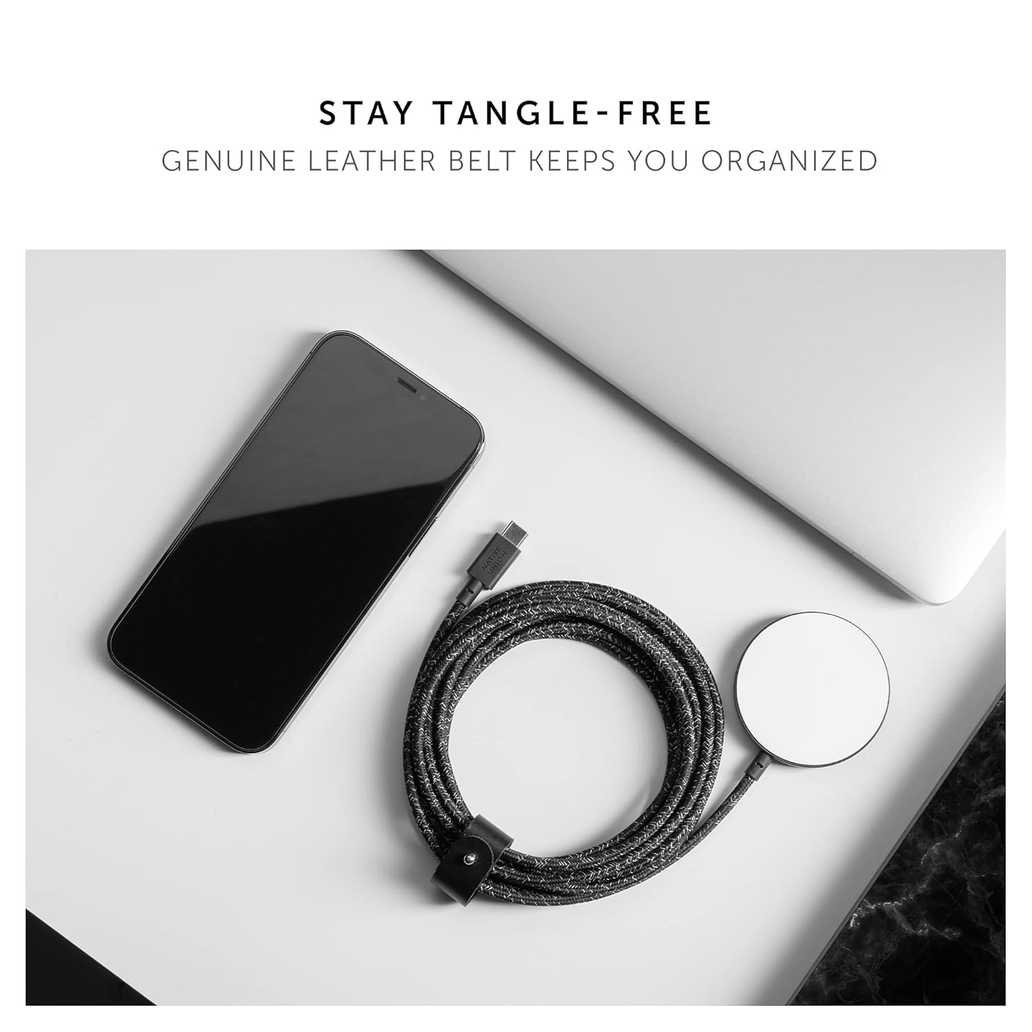 Native Union Snap Magnetic Wireless Charger – MagSafe Charging for iPhone Air, 17, 17 Pro, 17 Pro Max – Built-in 10ft / 3m USB-C Cable – 15W Fast-Charging for Qi-Compatible Devices (Cosmos)