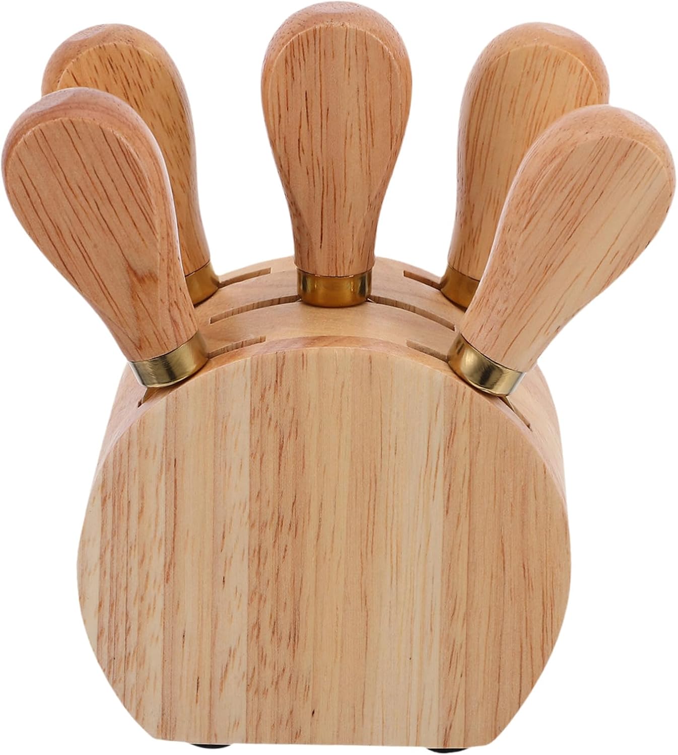 Wooden Cheese Knife Set with Oak Stand Stainless Steel Cheese Cutlery Including Spreader Slicer Fork Cooking Tools and Sandwich Spreading in Kitchen Essentials