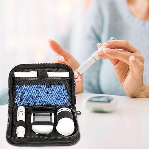 Miniatura 4 de Estuche para kit de prueba de diabetes, bolsa de almacenamiento para medidor de glucosa en sangre, organizador de viaje para medicina de diabetes,