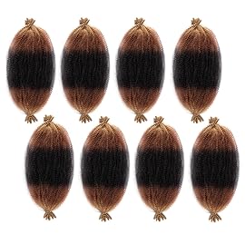 8 Packs Pre-Separated Springy Afro Twist Hair 12 Inch Pre-Fluffy Natural Curls are Perfect for Marley Crochet Hair Suitable for Black Women (1B/30/27, 12 Inch (Pack of 8))