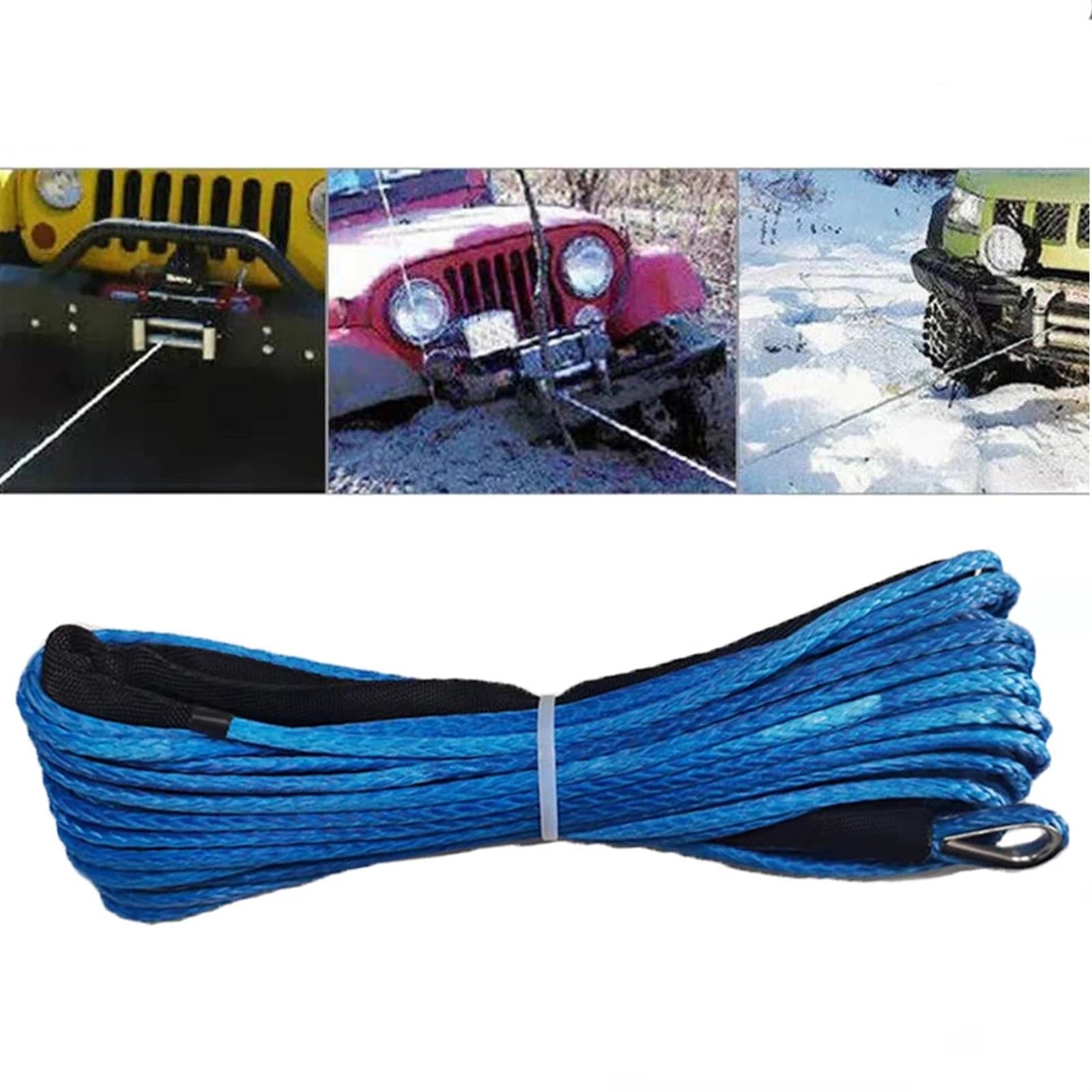 Cuerda de Tracción Cable de tracción sintético Multicolor de 9,5 mm x 30 m for cabrestante, Cable de tracción de Fibra, Accesorio for Coche