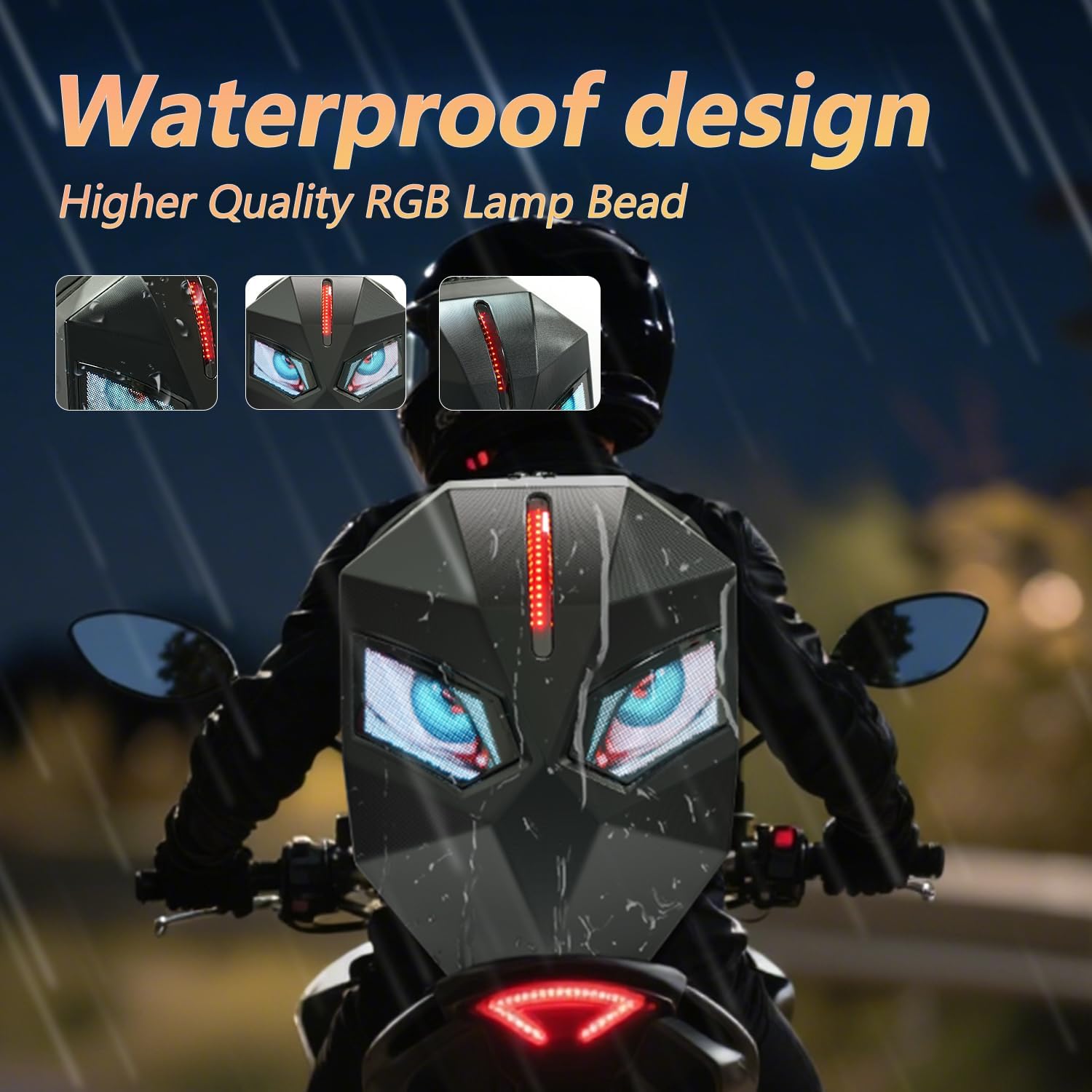 Motorcycle Backpack for Men, LED Backpack With DIY Programmable Full Color Screen, Hard Shell Large Capacity Waterproof Helmet Bag Laptop Backpack