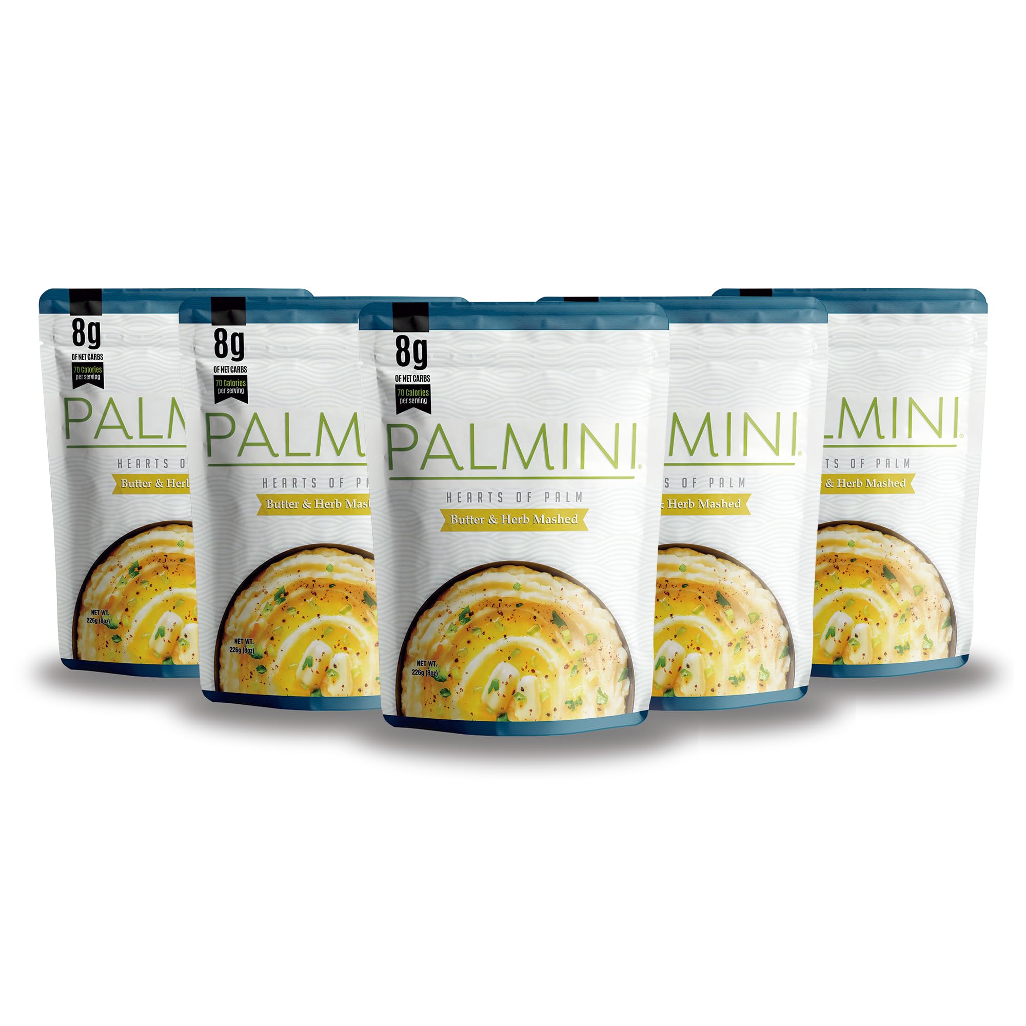 Palmini Butter & Herb Mashed |Low Carb, Low Calorie Hearts of Palm Mashed|8g of Net Carbs, 70 Calories Per Serving | As Seen on Shark Tank | Ready-to-Eat | (8 Ounces Pouch (Pack of 6)