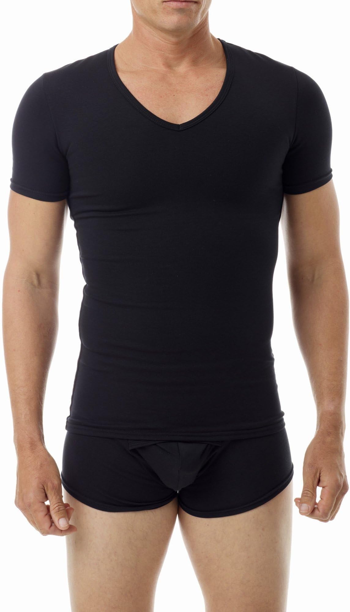 Cotton Concealer Compression V-Neck T-Shirt Top 978