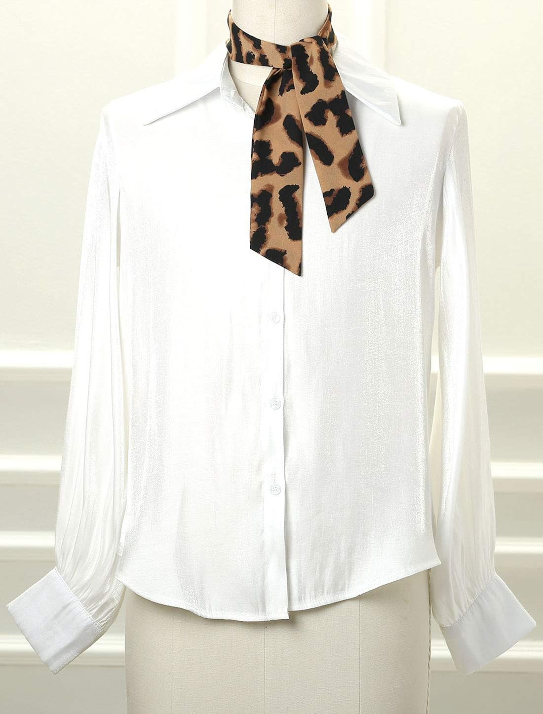 Allegra K Skinny Scarf Womens Thin Long Neckscarf Fashion Leopard Print Hairband Waistband Bag Handle Accessory Light Brown 1 Pcs at  Women’s Clothing store