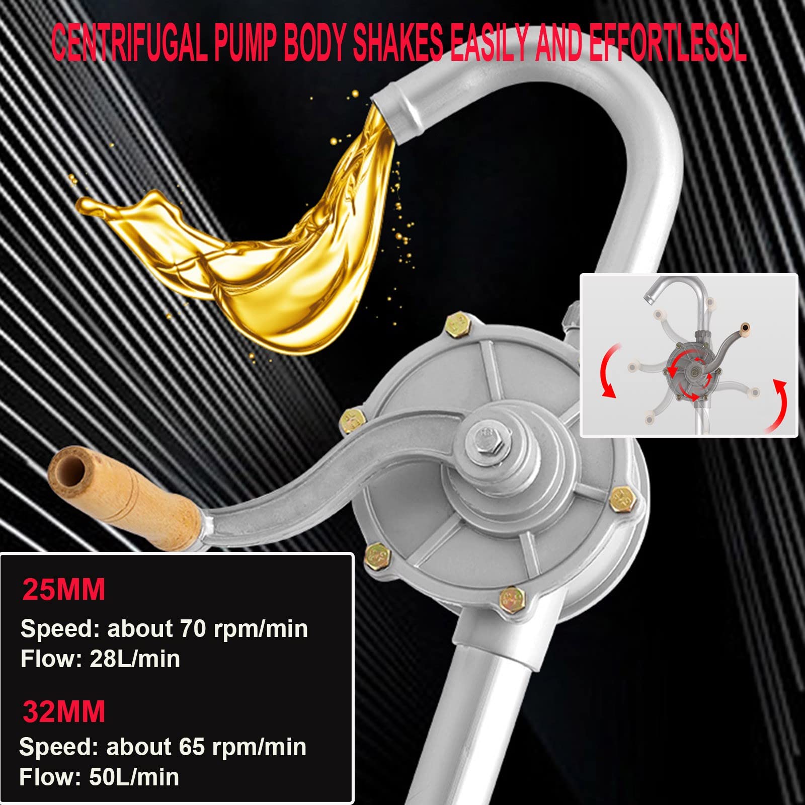 Pompe rotative à manivelle pour transfert de carburant essence diesel dans les applications de tambour de garage