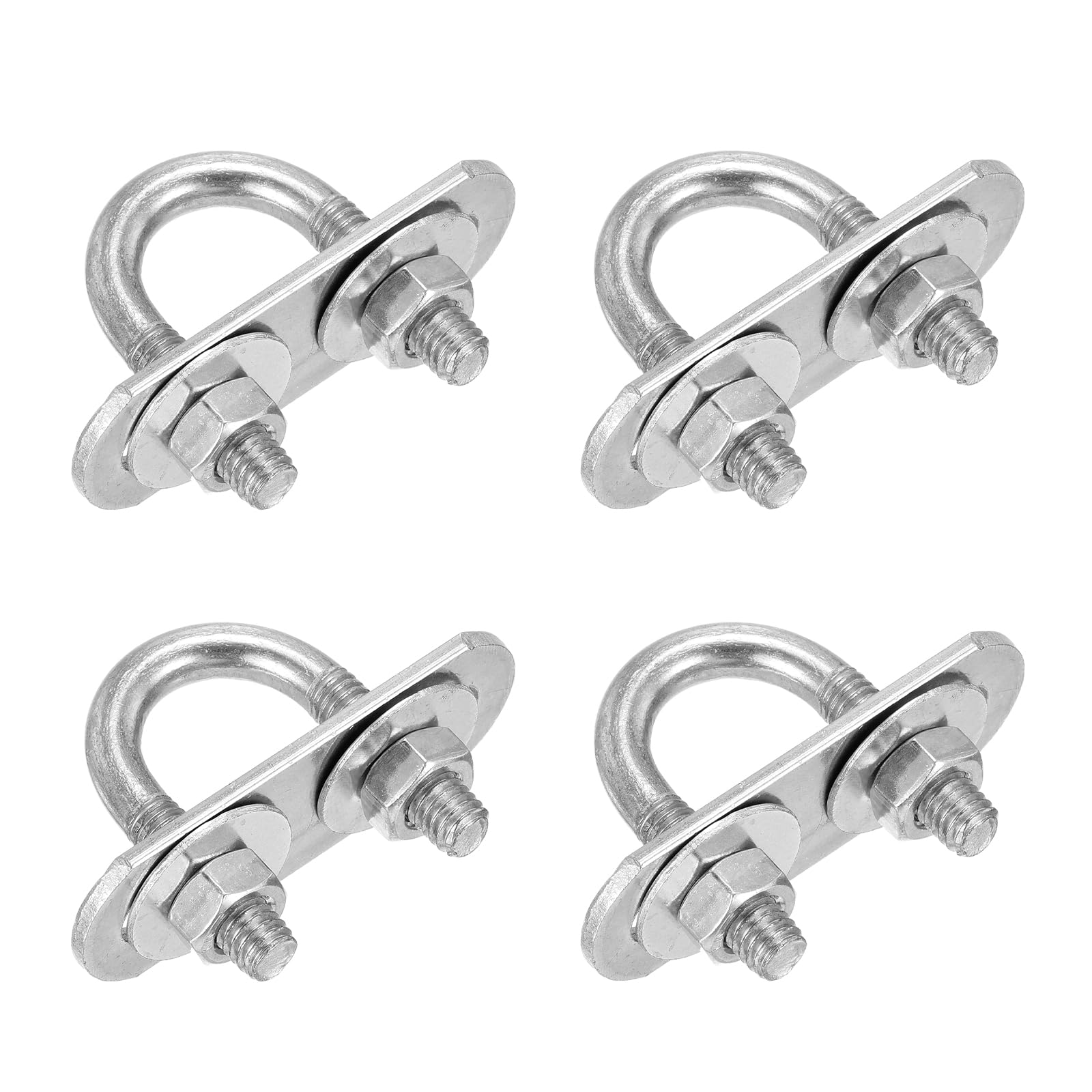 DTGN M6x16x34mm U Bolts Round Kit, 4Set, 304 Stainless Steel U-Bolt Kit with Nut, Washers, Frame Plate, Good for Pipe Trailer